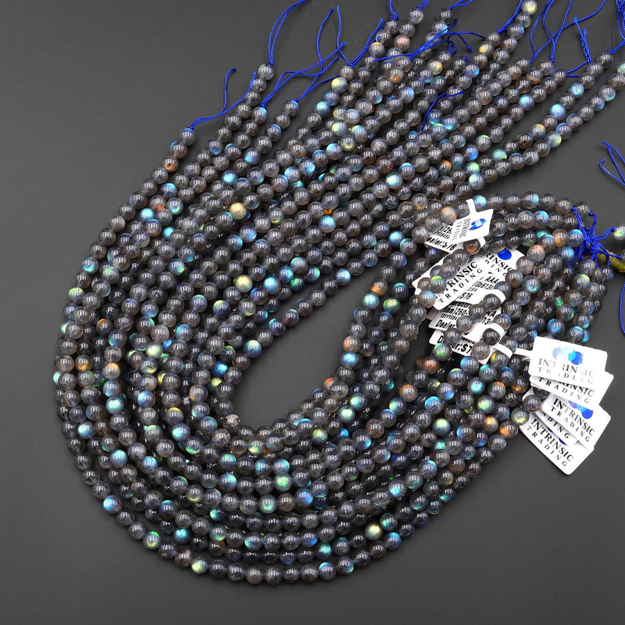 AAA Natural Rainbow Blue Orange Labradorite 6mm Round Beads 15.5" Strand