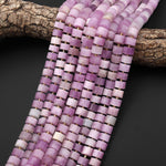 AAA Natural Kunzite Smooth Rondelle Wheel Beads Violet Purple Pink Gemstone 15.5" Strand