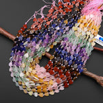Natural Multicolor Gemstone Heart 8mm Beads Rose Quartz Green Aventurine Amazonite Amethyst Sodalite Tiger's Eye Red Jasper 15.5" Strand