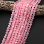 AAA Faceted Natural Pink Rose Quartz 8mm Beads Gemstone Heart 15.5" Strand