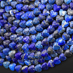 Natural Lapis Faceted Heart Beads 8mm Center Drilled Gemstone 15.5" Strand