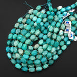 Large Faceted Natural Peruvian Amazonite Beads Rectangle Nuggets 15.5" Strand