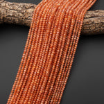 AAA Faceted Natural Fiery Orange Sunstone Rondelle Beads 4mm Gemstone 15.5" Strand b5059