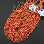 AAA Faceted Natural Fiery Orange Sunstone Rondelle Beads 4mm Gemstone 15.5" Strand b5059
