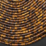 AAA Natural Tiger's Eye 4x4mm Tube Cylinder Beads 15" Strand
