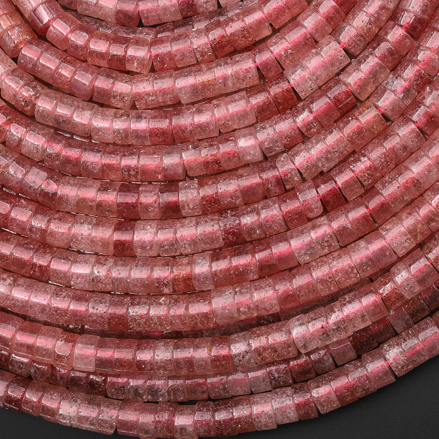 AAA Natural Strawberry Quartz 6mm Heishi Beads Gemstone 15.5" Strand
