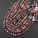 Faceted Natural Pink Rhodonite Octagon Rondelle Wheel 12x8mm Gemstone Beads 15.5" Strand
