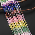Natural Multicolor Gemstone Heart 8mm Beads Rose Quartz Lemon Jade Green Aventurine Amethyst Lapis Rhodonite 15.5" Strand