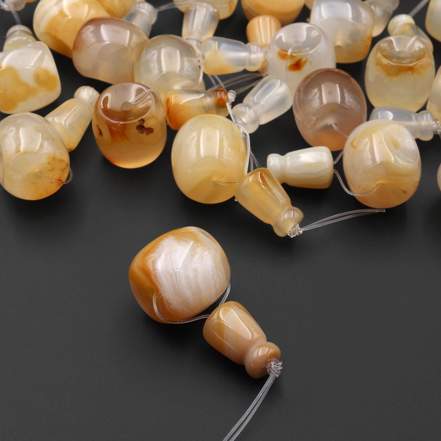 Natural Carnelian Agate Guru Beads 3 Holes T-Beads Set For Mala Making 16mm A2