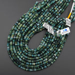 Natural Teal Blue Green Indian Agate 6mm Smooth Thin Rondelle Beads 15.5" Strand