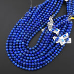 AAA Natural Denim Blue Lapis 8mm Round Beads With Pyrite Matrix 15.5" Strand