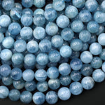 AAA Natural Blue Aquamarine 8mm 10mm Smooth Round Beads Real Genuine Gemstone Birthstone 15.5" Strand