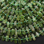 Natural Green Apatite Freeform Pebble Nugget Beads Center Drilled Gemstone 15.5" Strand