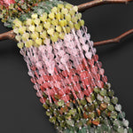 Natural Multicolor Gemstone Heart 8mm Beads Rose Quartz Unakite Green Chalcedony Lemon Jade Cherry Quartz 15.5" Strand