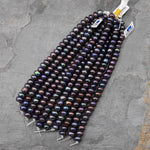 Large Hole Black Teal Green Blue Orange Bronze Peacock Iridescent Genuine Freshwater Pearl Rondelle 11mm 12mm 8" Strand