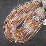 AAA Genuine Natural White Mauve Pink Peach Freshwater Pearl 5mm 6mm Rounded Button Nugget Ombre Beads 14" Strand