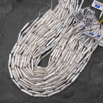 AAA Silky Smooth Natural White Biwa Thin Long Stick Pearl Freshwater 15.5" Strand