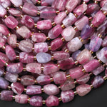 Natural Pink Tourmaline Freeform Pebble Nugget Beads Gemstone 15.5" Strand B5134