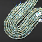 AAA Faceted Natural Aqua Sea Blue Green Aquamarine 8mm Thin Rondelle Beads 15.5" Strand