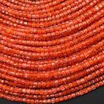 AAA Gemmy Translucent Faceted Natural Fiery Orange Moroccan Orange Red Agate 3mm Cube Beads Gemstone 15.5" Strand