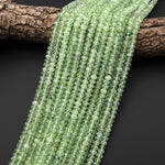 AAA Faceted Natural Green Prehnite Rondelle Beads 6mm 15.5" Strand B5028