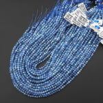 Faceted Natural Blue Santa Maria Aquamarine 4mm Round Beads 15.5" Strand b5116