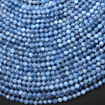 Faceted Natural Blue Santa Maria Aquamarine 4mm Round Beads 15.5" Strand b5116