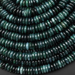 AAA Rare Natural Guatemalan Dark Blue Green Jade Smooth Thin Rondelle Heishi 9mm 10mm Beads 15.5" Strand