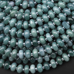 Natural Guatemalan Blue Green Jade Smooth Freeform Rondelle 9mm Beads 15.5" Strand