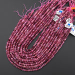 Faceted Natural Pink Tourmaline Rondelle 6mm Beads Gemstone 15.5" Strand