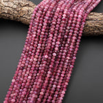 Faceted Natural Pink Tourmaline Rondelle 6mm Beads Gemstone 15.5" Strand