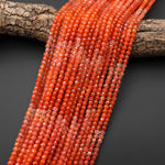 AAA Faceted Natural Fiery Orange Red Moroccan Agate 4mm Cube Beads Ombre Gemstone 15.5" Strand