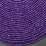AAA Faceted Natural Deep Purple Amethyst 3mm Round Beads Gemstone 15.5" Strand