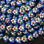 Hand Made Turquoise Blue Pink Green Cloisonné Heart Bead 12mm 16mm 22mm Decorative Floral 15.5" Strand