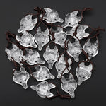 AAA Translucent Natural Rock Quartz Gemstone Wolf Head Side Drilled Crystal Pendant Bead