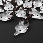 AAA Translucent Natural Rock Quartz Gemstone Wolf Head Side Drilled Crystal Pendant Bead