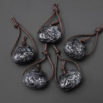 Hand Carved Natural Guatemalan Jade Auspicious Cloud Design Fortune Pouch Pendant