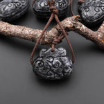 Hand Carved Natural Guatemalan Jade Auspicious Cloud Design Fortune Pouch Pendant