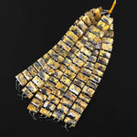 AAA Double Drilled Natural Titanium Golden Star Rutile Quartz 20mm Rectangle Title Bracelet Beads 8" Strand