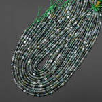Natural Green Moss Agate 4x4mm Tube Cylinder Beads 15" Strand
