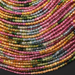 AAA Genuine Natural Pink Green Blue Golden Yellow Tourmaline 2.5mm Round Ombre Gemstone Beads 15.5" Strand
