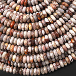 AAA Faceted Natural Laguna Lace Agate 8mm Thin Rondelle Beads 15" Strand