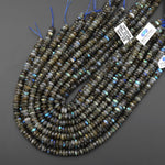 AAA Faceted Natural Labradorite 8mm Thin Rondelle Beads 15" Strand