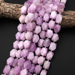 AAA Large Faceted Natural Kunzite Rectangle Nugget Beads 15.5" Strand