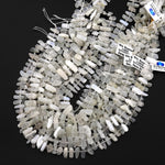 AAA Natural Creamy White Moonstone Beads Freeform Rectangle Spick Center Drilled Gemstone 15.5" Strand