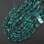 Natural Chrysocolla Azurite Freeform Rondelle Pebble Nugget Beads Gemstone From Arizona 15.5" Strand