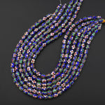 Cloisonné Cylinder Tube Beads Decorative Royal Blue Red Pink Green Floral Enamel 7x10mm 15.5" Strand