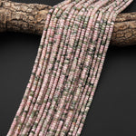 Rare Faceted Natural Nevada Lapis 4mm Heishi Rondelle Beads Pink Green Lapis From Nevada Native American Gemstone 15.5" Strand