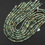 Natural African Turquoise 8mm Smooth Thick Rondelle Beads Soft Earthy Mint Green Gemstone 15.5" Strand