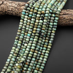 Natural African Turquoise 8mm Smooth Thick Rondelle Beads Soft Earthy Mint Green Gemstone 15.5" Strand